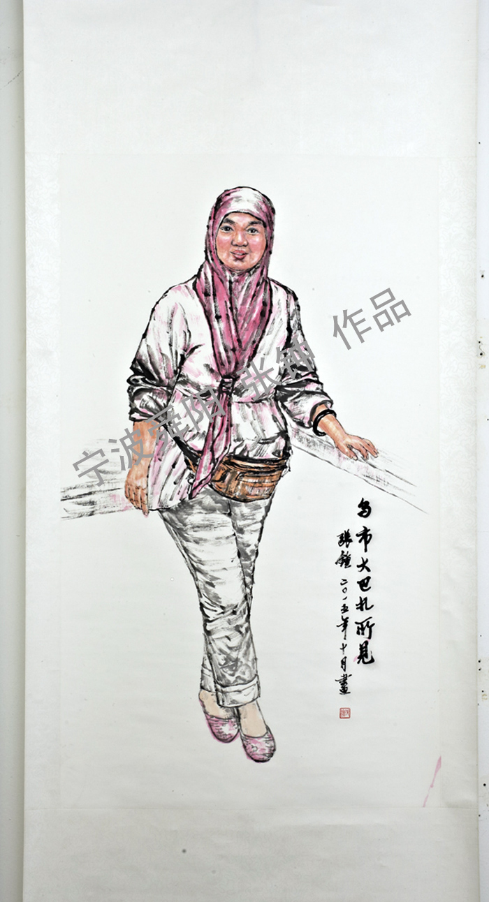 人物畫《烏市大巴扎所見(jiàn)》
